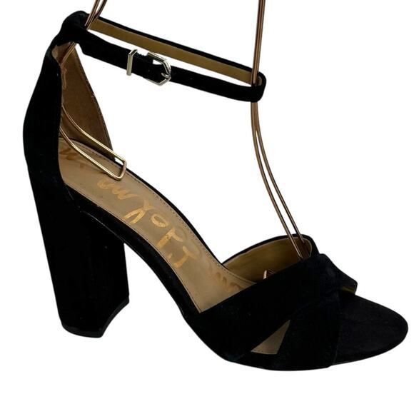 Sam Edelman Yancy Suede Ankle Strap Peep Toe Block Heel Sandals Black Womens 8.5 - Picture 8 of 16